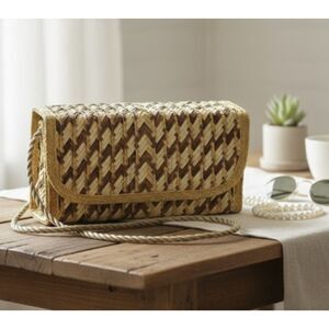 Raffia Straw Crossbody Purse Vintage Womens Shoulder Bag Rope Strap